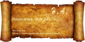 Havranek Adrián névjegykártya